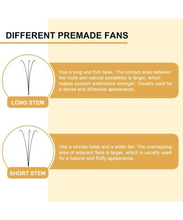 Pre Made 3D-0.07D 15mm Long Stem Fan Eyelash Extensions - Russian Volume Lashes - C/D Curl - 1 Count - Buy Online on SooperMarket.com