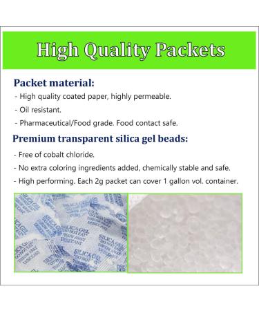 Silica Gel Packs - 100 Packets 2 Gram Desiccant for Food Storage & Safe Moisture Absorption | Oil Resistant International Shipping - Buy Online on SooperMarket.com