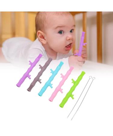 Colorful Baby Teething Tubes & Toys | Food Grade Silicone | Massage Gums | Includes Baby Brush - Buy Online on SooperMarket.com
