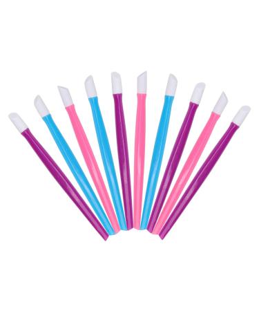 Adecco LLC 10pcs Rubber Nail Cuticle Pusher Tipped Plastic Handle Nail Art Tool Nail Acrylic Cuticle Pusher Cleaner(Random Color)