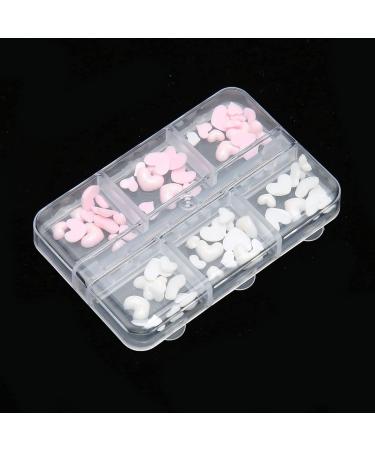 Nail Art Decoration Pink and White Heart Shape Nail Art Accessories Cute 3D Safe for DIY - Buy Online on SooperMarket.com