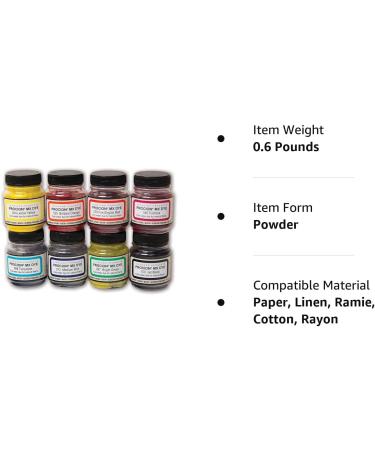 Jacquard Procion MX Dye 8 Color Set - Cold Water Fiber Reactive Dye - 2/3 oz - Permanent & Washfast - Buy Online on SooperMarket.com