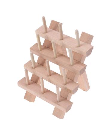 Abaodam 12 Thread Holder Hair braiding Rack Spool Wooden Braid Divider Stand Separator- Spool Folding Beech Reel Bobbin Thread Organizer Frame Rack for Quilting Crafts Sewing Embroidery