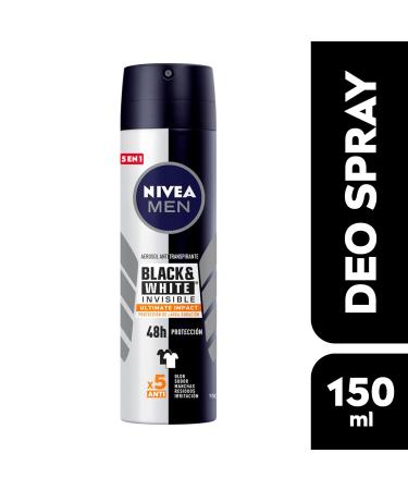 NIVEA MEN Desodorante Antimanchas Black & White Invisible 150ml - Protecci n Antitranspirante 48h Sin Olores Sin Manchas Sin Irritaci n - Env o Internacional - Buy Online on SooperMarket.com