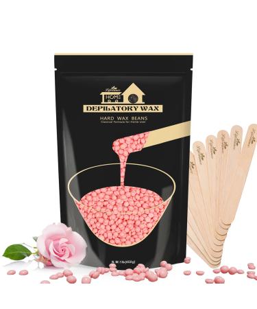 Lifestance 450g waxing pearls formulated for beginners wax pearls with 10 wooden spatula for depilation rose wax hair removal pearls for fine hair face eyebrow arms fingers and toe pink 450 g (1 Pack)