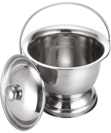 Chamber Pot with Lid 3.3L Stainless Steel Bedside Commode Bucket Potable Spittoon Metal Bedpan Urine Pots for Kids Adults Elder Patient Home Camping Car Travel - Buy Online on SooperMarket.com