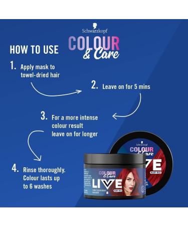 Schwarzkopf LIVE Colour & Care Hair Mask 5 Minute Wash Out Ruby Red Dye 150ml - Lasts up to 6 Washes - Buy Online on SooperMarket.com