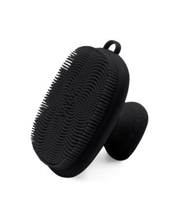 INKERLEE Silicone Face Scrubber Exfoliator Brush, Manual Facial Cleansing Exfoliating Brush, Gentle Face Scrub Wash Brush for Women and Men Black