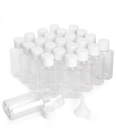 HULISEN 24 Pack 2 oz Clear Empty Hand Sanitizer Bottles, Travel Containers with Flip Cap - Refillable Containers, for Hand Sanitizer, Baby Shower Not Intended for High Viscosity Liquids Flip Cap Bottles