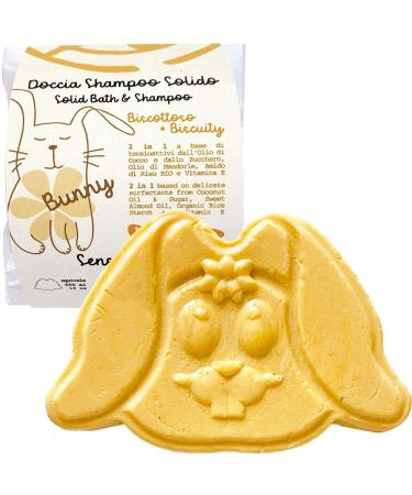 Fixed biscuit shower shampoo for children-bunny-with coconut oil almond oil organic travel and vitamin E-gives the skin moisture and dismantles the hair accordingly-accordingly 650 ml