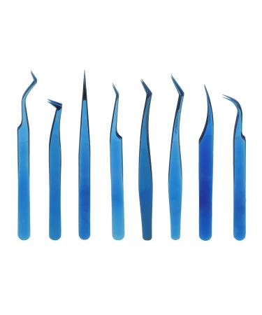 8-part eyelash tweezers-steel-steel eyelash extension tweezers set with fine pointed pointed professional eyelash extension tweezers