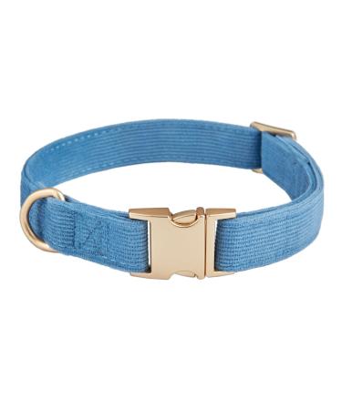 YUDOTE Ultra-soft dog collar natural cotton cord for medium dogs with sensitive skin blue-grey M (1 pack) blue-grey