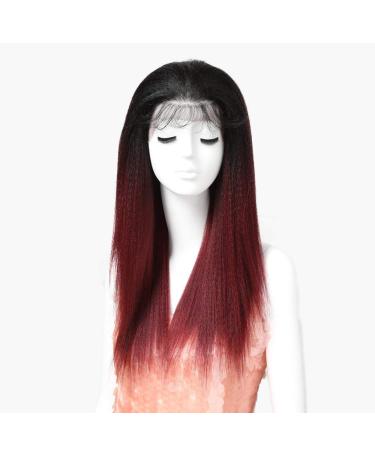 SHIYID Looking African American Wigs For Black Women Red Straight Lace Wig Synthetic With Hair Wig