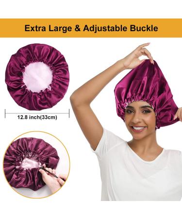 5pcs Double Layer Reversible Satin Bonnet for Black Women - Large Drawstring Silk Hair Cap for Curly Hair and Braids - Buy Online on SooperMarket.com