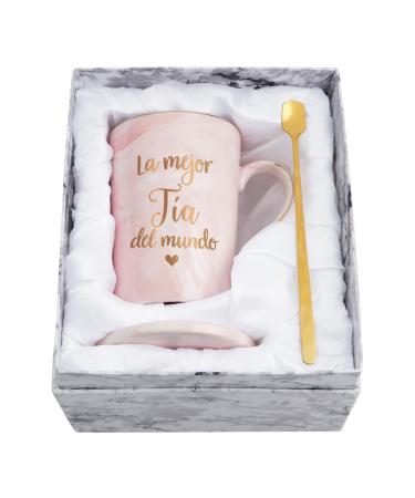 Maustic Best Aunt Gifts La Mejor Tia Del Mundo Coffee Mug Tia Gifts from Niece Nephew in Spanish Aunt Coffee Mug Aunt Christmas Mothers Day Birthday Gifts Regalo Para Tia 14 Oz with Gift Box Pink