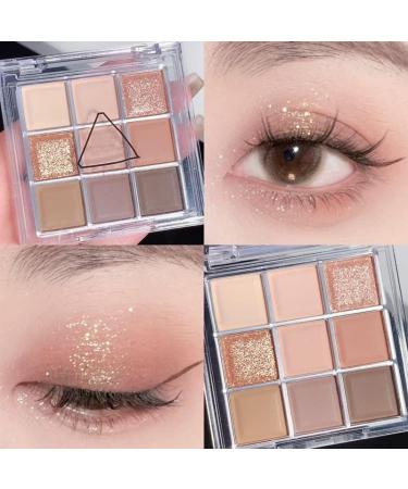 Lovelycat 9 Colors Glitter Eyeshadow Makeup Palette Matte High Pigmented Colorful Creamy Texture Eye Shadow Powder Natural Waterproof Long Lasting Eyeshadow Powder Cosmetics (pink brown) - Buy Online on SooperMarket.com