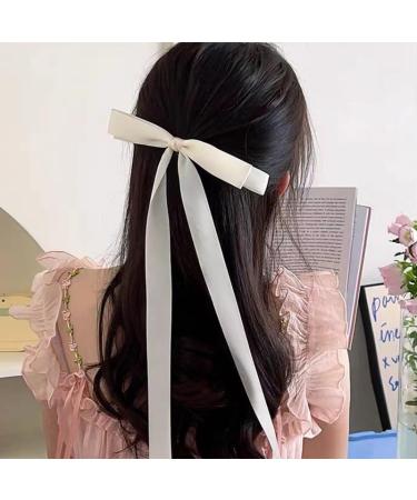 Hair Ribbon Bow Clip for Women Tassel Ribbon Bowknot Hair Clips With Long Tail Hair Bow for Girls Hair Bow Ties Long Silk Ribbon for Hair Barettes Accessories for Wedding Party Decoration - Buy Online on SooperMarket.com
