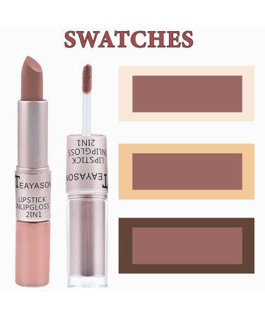 2 in 1 Matte & Liquid Lipstick Set - Waterproof Velvet Gloss Long Lasting Nude Lip Color for Women - Buy Online on SooperMarket.com