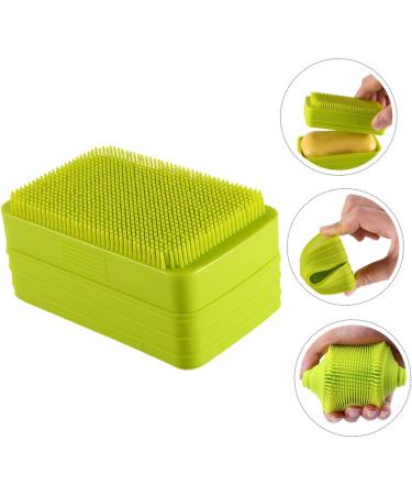 Green Healeved Box Soap Dish with Scalp Massagers, Loofah, and Silicone Shower Accessories - Buy Online on SooperMarket.com