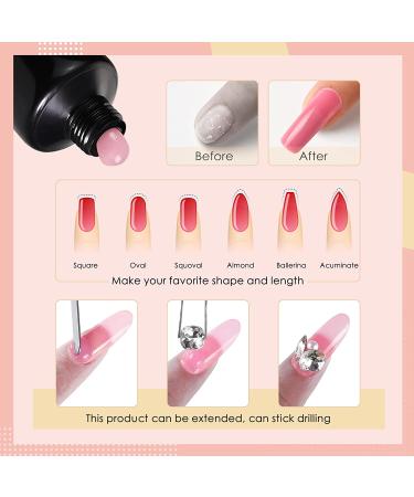 Poly Nail Gel Kit with 36W UV LED Lamp - 6 Nude Colors & 6 Glitter UV Gels, Base and Top Coat, Nail Art Gift Set for Women - Buy Online on SooperMarket.com