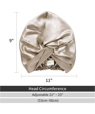 Zimasilk 22 Momme 100% Mulberry Silk Sleeping Hood for Women - Natural Hair Care Elastic Stay-On Design Classic Pleated - Gray-Brown - Buy Online on SooperMarket.com
