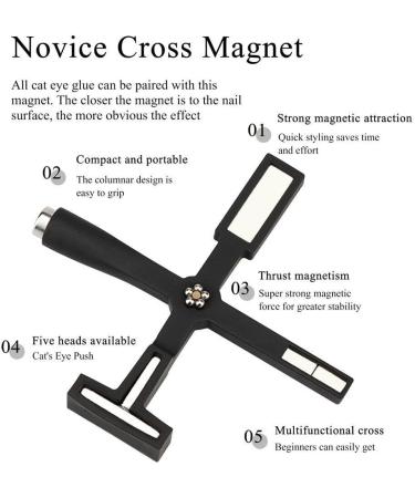 5 in 1 Cat Eye Magnet Uv Gel Nail Polish Magnet Wand Multifunctional Nail Magnetic Stick for Manicure Art Nail Cat Eye Tools Black - Buy Online on SooperMarket.com