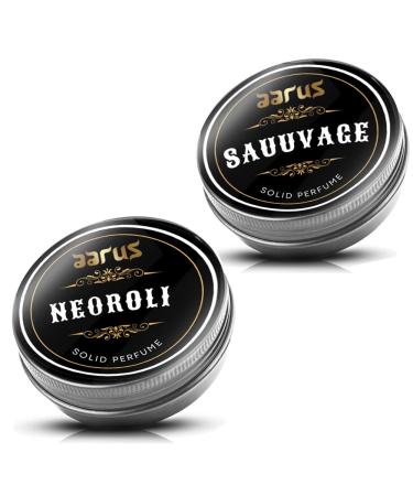 BlueQueen Solid Perfume with Clary Sage Vetiver Sandalwood Cologne Balm for Men And Women Cologne Balm Travel Cologne Wax India/Pack of 2 Neoroli And Sauuvage Solid Perfume