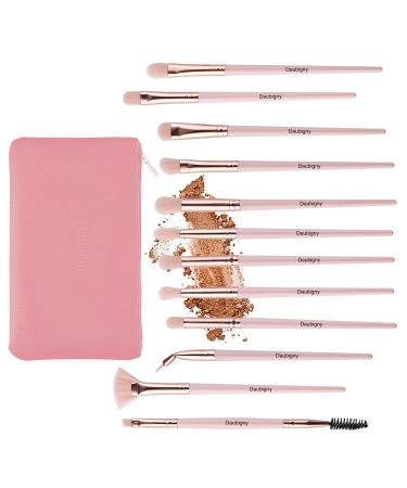 Daubigny 12 PCS Eye Makeup Brushes Set - Professional Eyeshadow, Concealer & Blending Tools with Carrying Bag (Pink) - Buy Online on SooperMarket.com