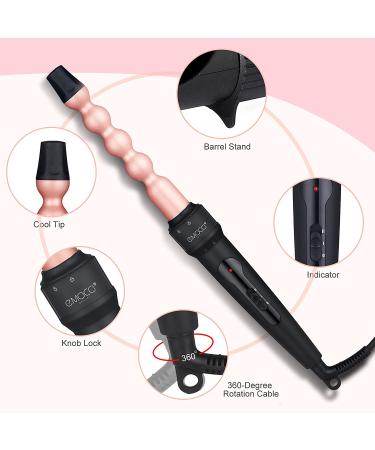 EMOCCI PRO 5 in 1 Curling Wand Set - Ceramic Tourmaline Barrels - Rose Gold - Buy Online on SooperMarket.com