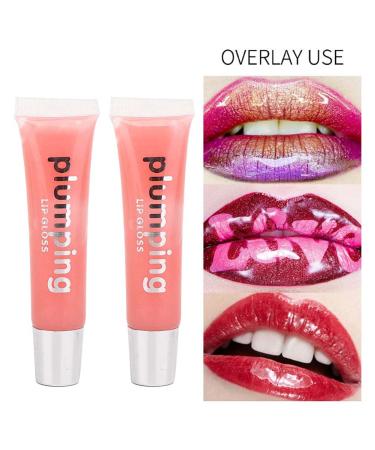 2PC Lip Plumping Serum & Gloss - Long-lasting Moisturizing Lip Gloss for Fuller Softer Lips | Glitter Lipstick Amplifier (8#) - Buy Online on SooperMarket.com