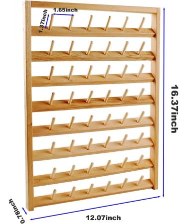 NW Wooden Thread Holder Sewing and Embroidery Thread Rack | Organizer with Hanging Hooks for Wall | 48-Spool Capacity - Buy Online on SooperMarket.com