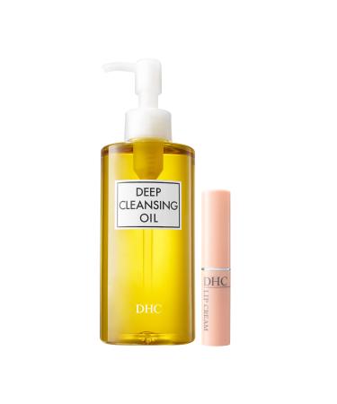 DHC Deep Cleansing Oil and Lip Cream Facial Cleansing Oil Makeup Remover Hydrating Moisturizing Soothing Set Fragrance and Colorant Free Ideal for all skin types 6.7 fl. oz. and 0.05 oz.