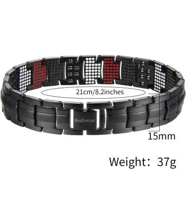 MagEnergy Pure Titanium Bracelet for Men - 4 Elements, 591pcs Minerals - Magnetic Bracelet for Anniversary, Christmas, Valentine's Day - Black - Buy Online on SooperMarket.com