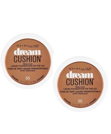 Pack of 2 Maybelline New York Dream Cushion Fresh Face Liquid Foundation Caramel (55)