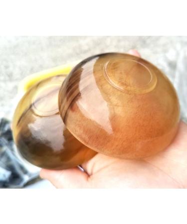 Handcrafted Yellow Jauarta Ox Horn Small Bowl | Round Gua Sha Scraper | Fine Workmanship & Smooth Surface - Perfect for Skincare - Buy Online on SooperMarket.com