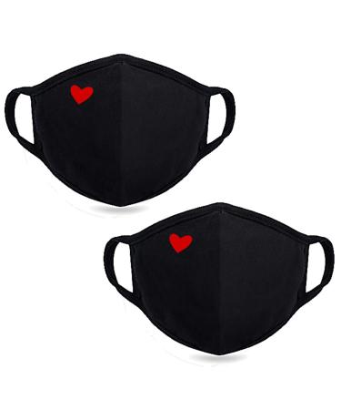Fashion Cute Heart Face Mask - Unisex Organic Cotton Dustproof Mouth Protection - Reusable Warm Windproof for Outdoor Activities