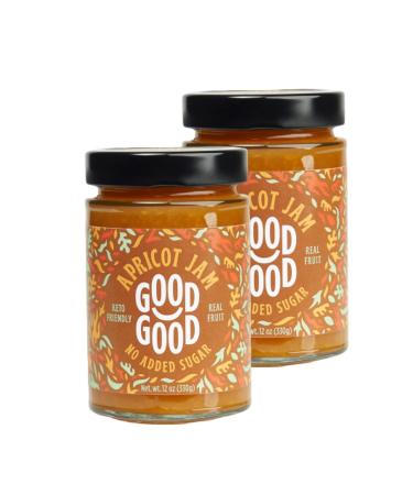 GOOD GOOD Sweet Apricot Jam - Keto Friendly - Low Calorie and No Added Sugars - Vegan - Gluten Free - Preserves - 330g x 2