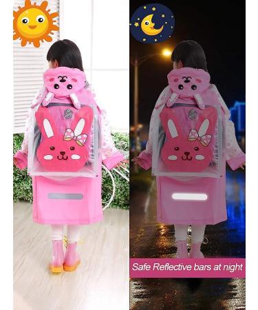QTECLOR Kids Raincoat Jacket - Cartoon Rain Poncho for Ages 6-13 with School Bag Cover - Buy Online on SooperMarket.com