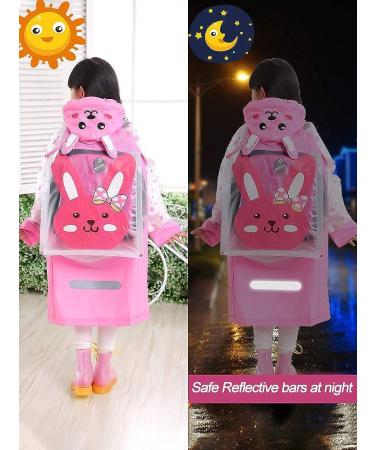 QTECLOR Kids Raincoat Jacket Age 6-13 | Cartoon Rain Poncho with School Bag Cover - Buy Online on SooperMarket.com
