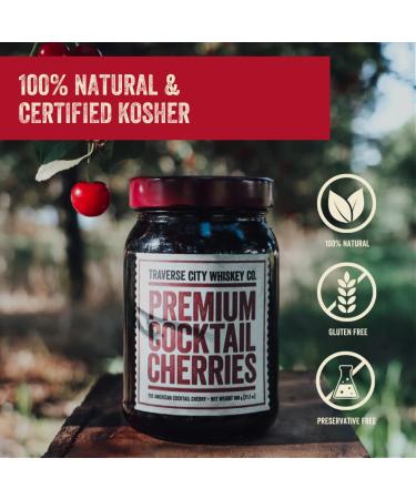 Traverse City Whiskey Co. Premium Cocktail Cherries - All American Natural & Kosher | Perfect Garnish for Cocktails, Desserts & More - Buy Online on SooperMarket.com