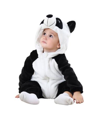 COOKY.D Baby Hooded Rompers Infant Winter Flannel Jumpsuit Pajamas 2-36 Months 30-36 Months Panda