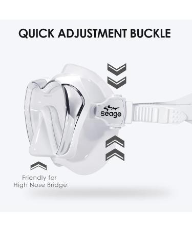 Seago Snorkel Diving Mask Swim Goggles - Stylish Clear Vision Anti-Fog Underwater Goggles for Adult Youth | Waterproof with Nose Cover - White - Buy Online on SooperMarket.com