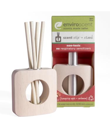 Enviroscent Ltd Edition Seasonal Non-Toxic Scented 6" Stix (2-Piece Set) Room & Home Air Freshener Kit (Honeycrisp Apple + Cardamom) Infused with Essential Oils | 1 Mango Wood Stand & 1 Stix Refill