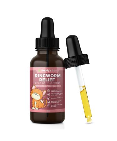 BUDDY'S BEST Ringworm Relief Spot-On Treatment for Dogs & Cats: Natural Fast-Acting Formula with Jojoba & Neem Oil Soothes & Heals Skin Easy Application 50ml