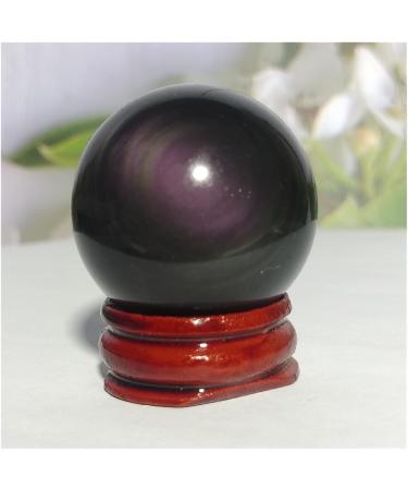 Natural Sphere Rainbow Cat Eye Black Obsidian Crystal Ball Natural Quartz Gemstone Gift Stone Home Decoration 1pc (Color : 65-75g) - Buy Online on SooperMarket.com