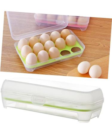 Mikikit Egg Storage Container 2pcs 10 Eggs Storage Container Egg Cartons Portable Egg Holder Egg Tray Refrigerator re-usable Green 24.5*10.5*7cm - Buy Online on SooperMarket.com