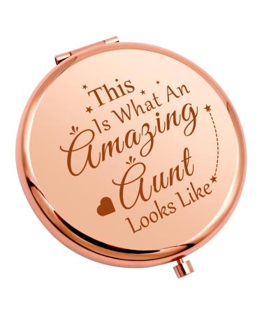 Auntie Gifts from Niece Nephew Compact Mirror Gifts for Aunts Birthday Aunt Gifts from Niece and Nephew Appreciation Gift for Aunt Travel Makeup Mirror Retirement Thank You Aunt Gifts from Nephew