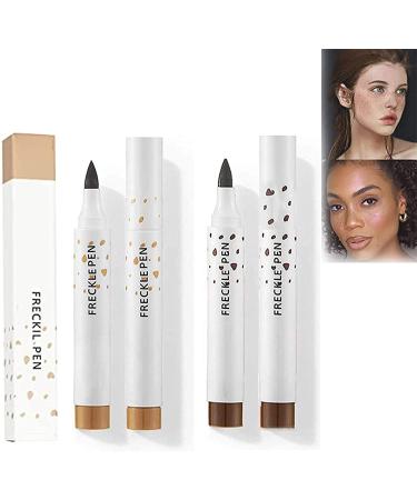 Lovelycat Freckle Pen Faux Freckle Pen Colour Pop Freckle Pen Supernaturally realistic freckles makeup brush Fantastic freckles pen Long-lasting waterproof soft-point absorbent pen for a natural and easy makeup look (Double)