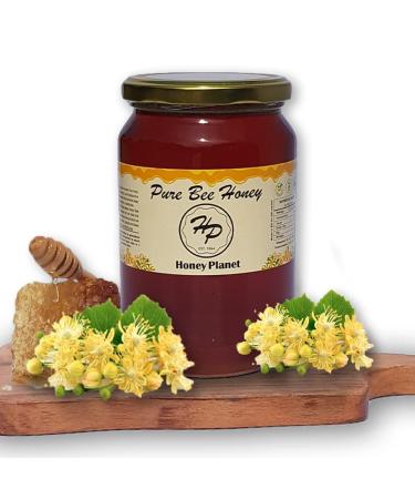 Natural Linden Pure and Raw Honey from ECO/BIO Area Unheated Unpasteraised Unfiltered Mountain Honey harvested in our own Bee Farm (Large 1000 gram) 1 kg (Pack of 1) 1000.0