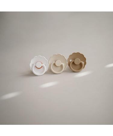 FRIGG Daisy Natural Rubber Baby Pacifier 2-Pack | BPA-Free | Made in Denmark (Croissant/Portobello, 6-18 Months) - Buy Online on SooperMarket.com